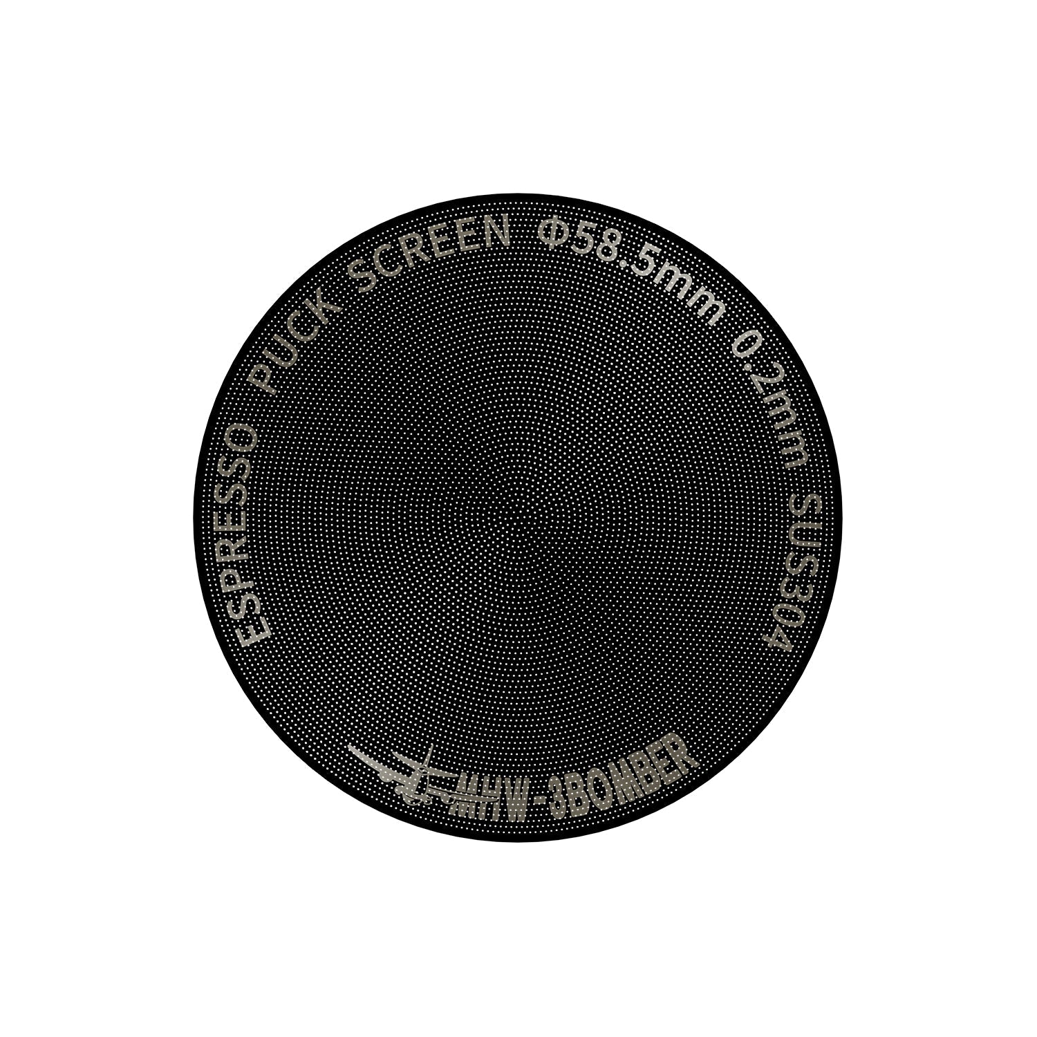 MHW-3BOMBER Espresso Puck Screen 58.5mm Titanium Coated Black 0.2mm