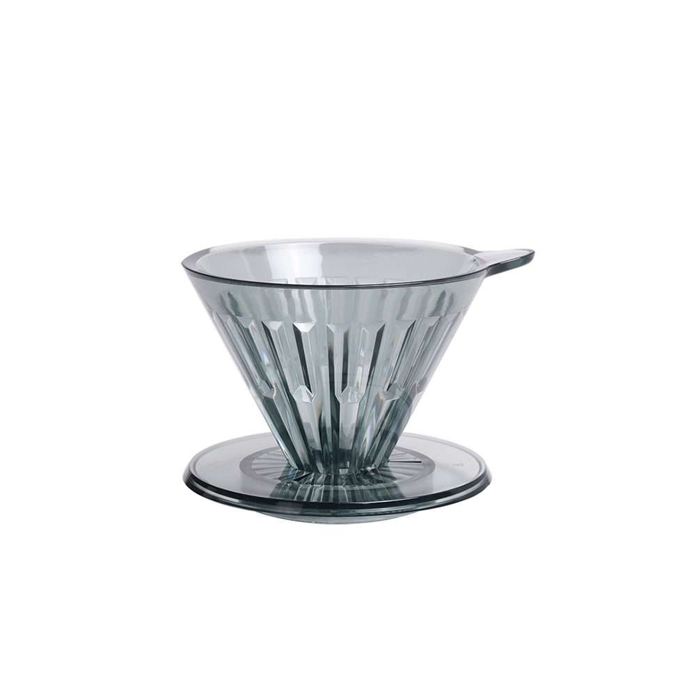 Timemore Crystal Eye Dripper 02 in transparent black PCTG, front view