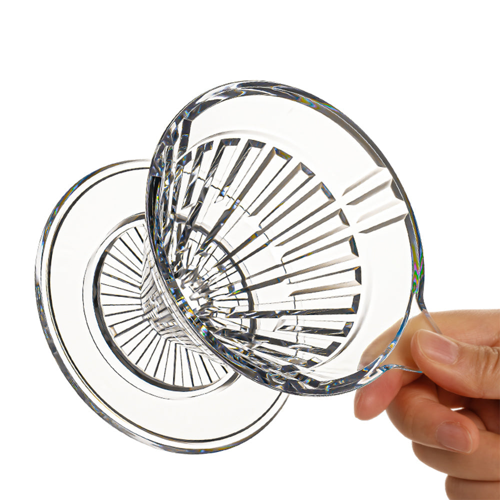 Transparent Turbo 01 showing the steep turbo-profile ribs inside the cone