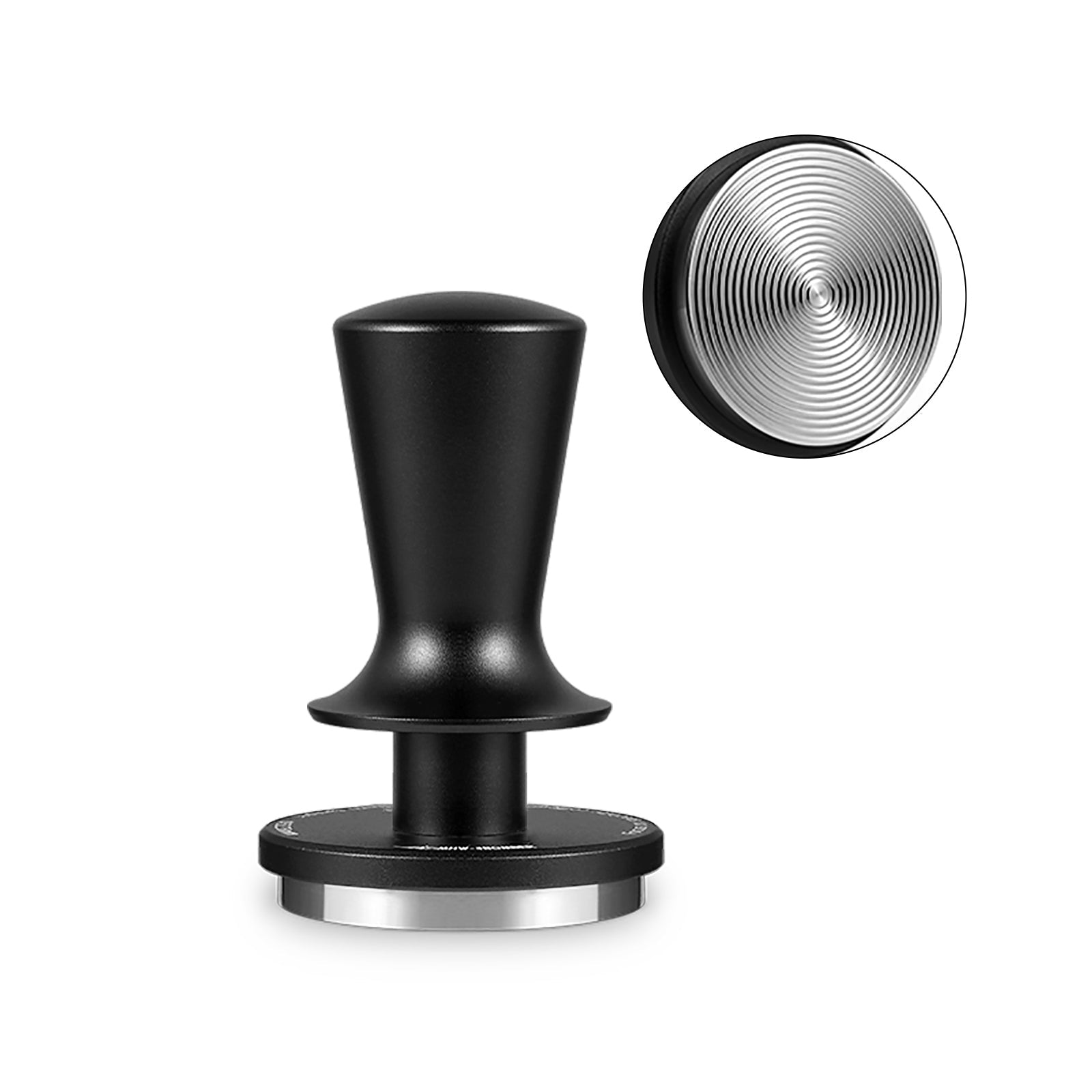 Close-up of the CD-pattern grooves machined into the tamper base