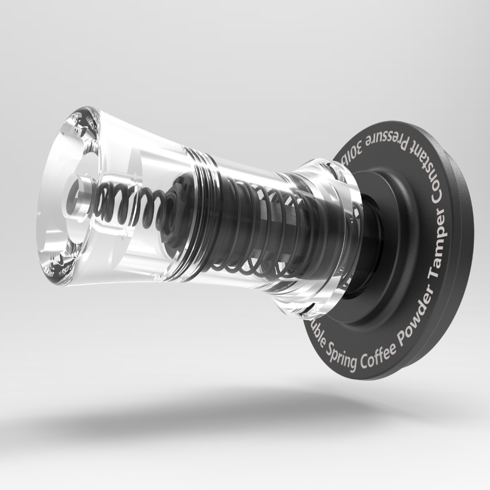Bearr transparent tamper resting on a portafilter