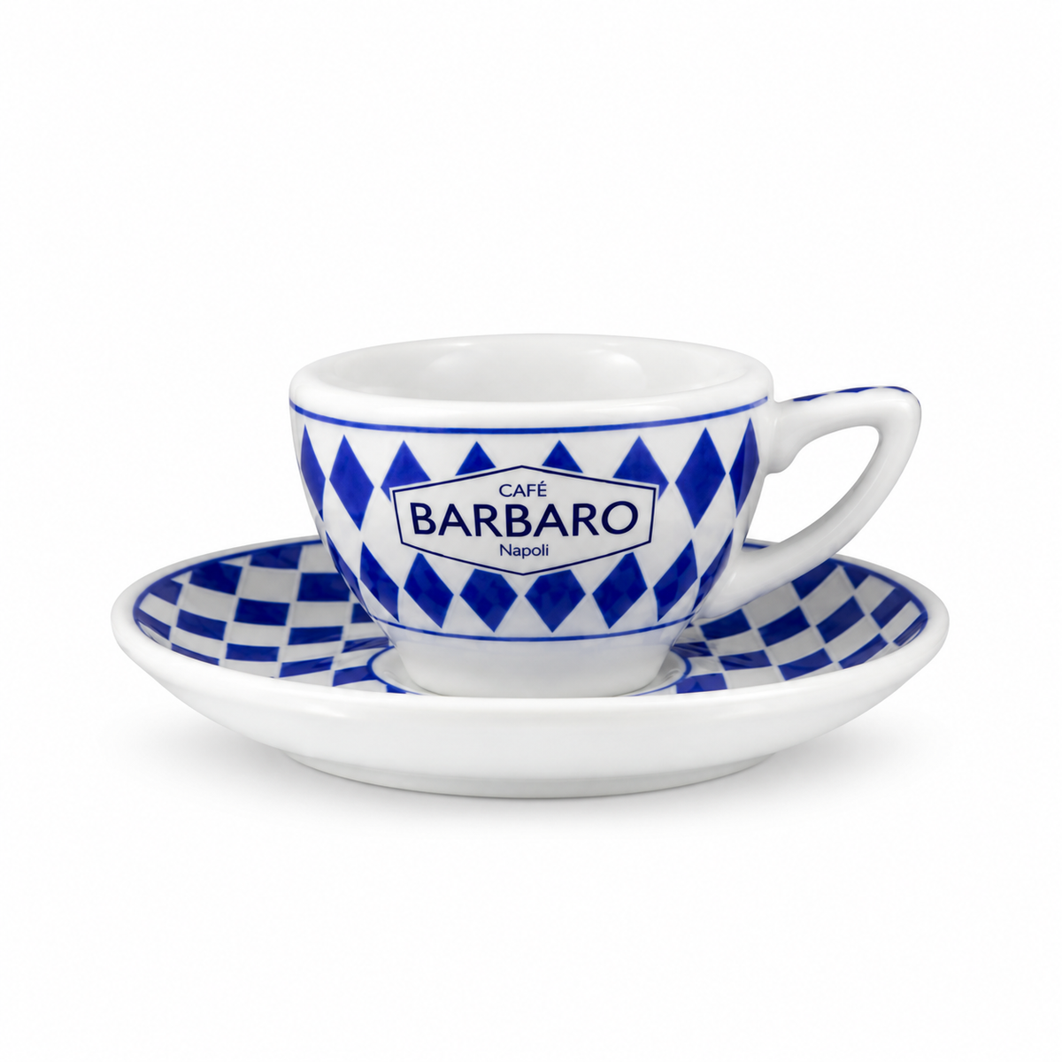 Barbaro blue 60ml espresso cup with matching saucer