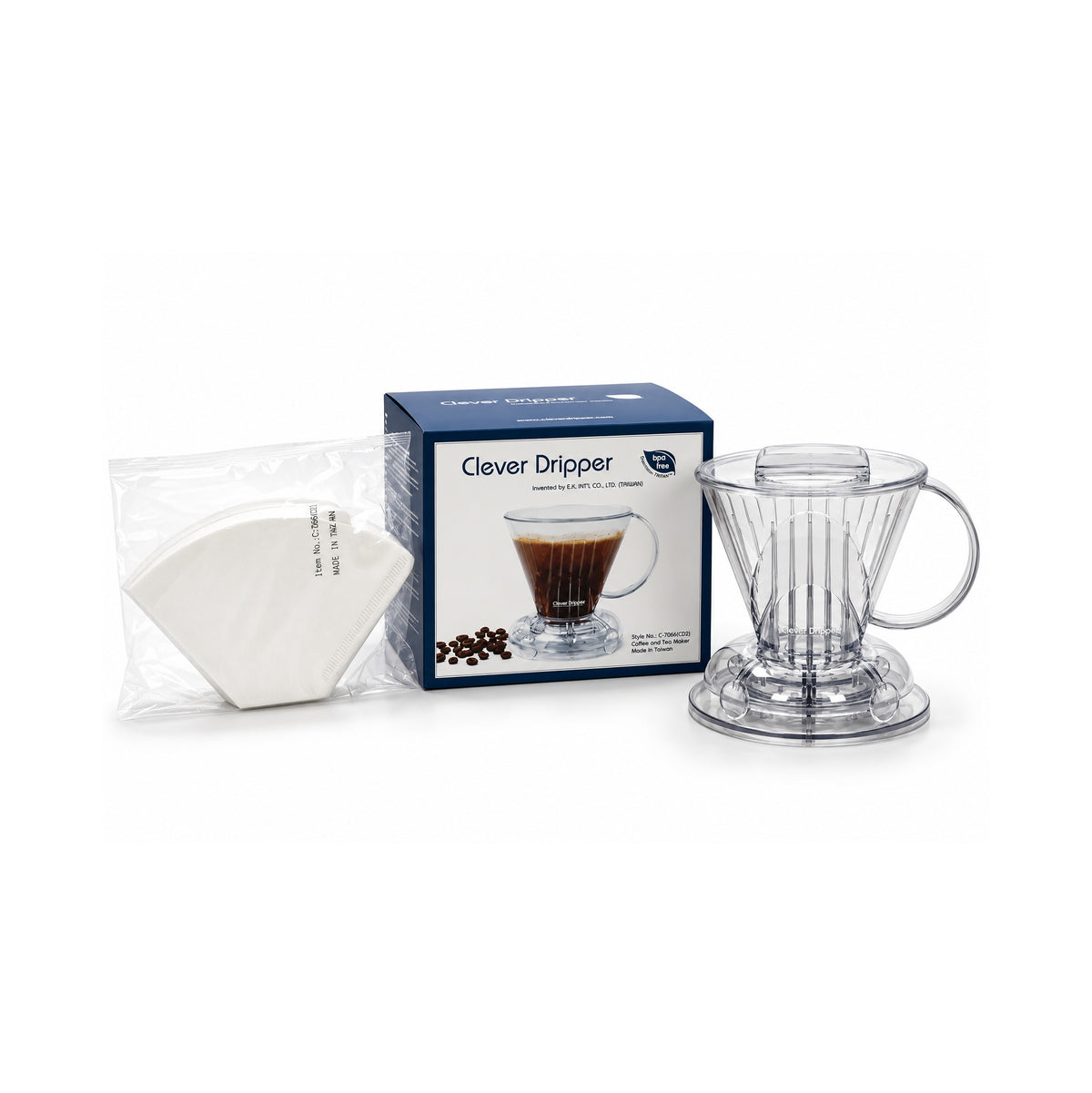 Clever Dripper Small 300ml in Transparent — full-immersion brewer with shut-off valve