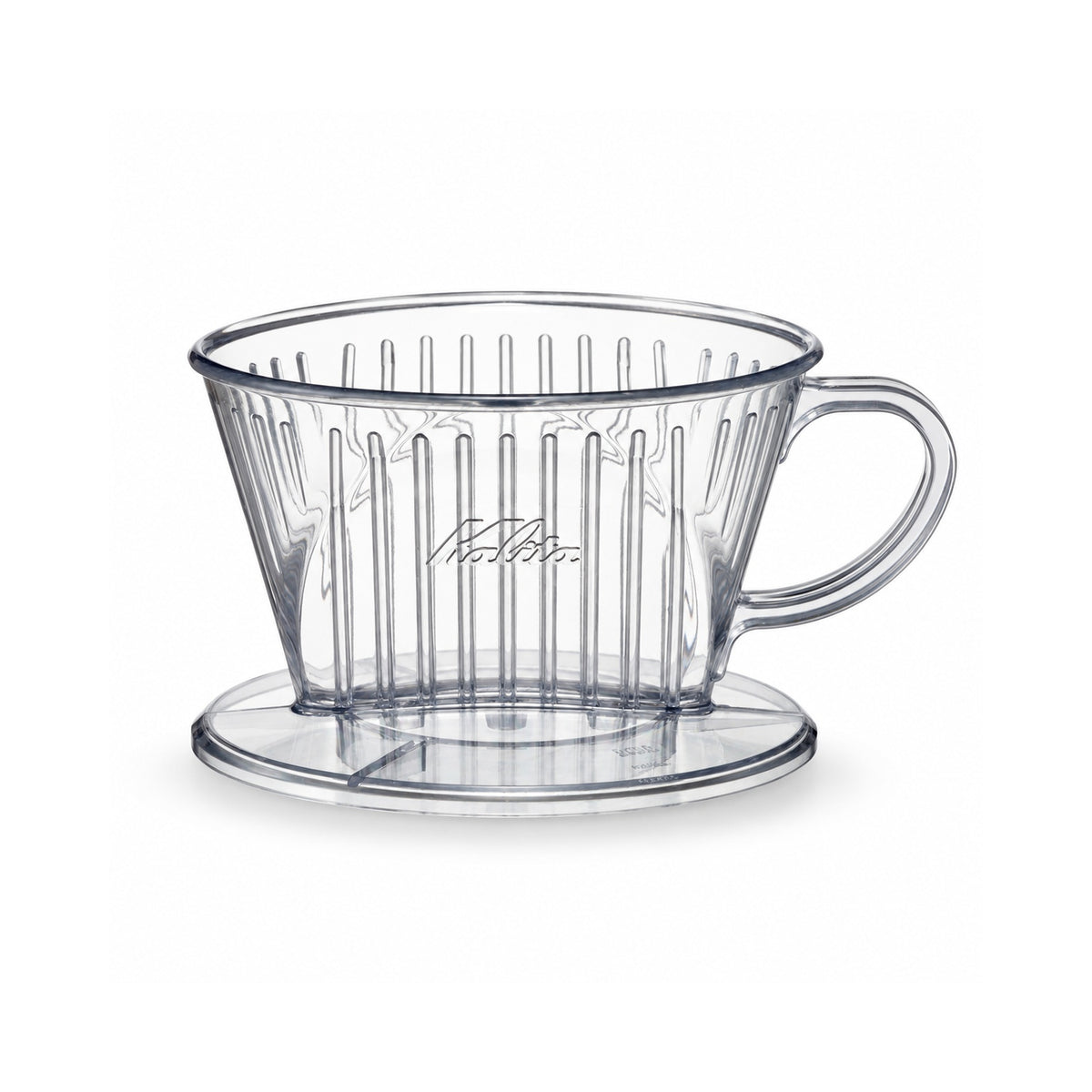 Kalita Plastic Dripper Clear — fan-shaped three-hole pour-over dripper, made in Japan