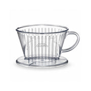 Kalita Plastic Dripper Clear — fan-shaped three-hole pour-over dripper, made in Japan