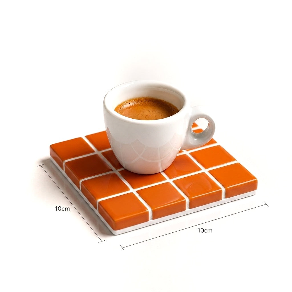 Decorative tile coffee base, 10x10cm, in Green