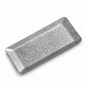 Textured Pattern Metal Tray 17.5 × 8cm — embossed rectangular serving tray with distressed silver finish