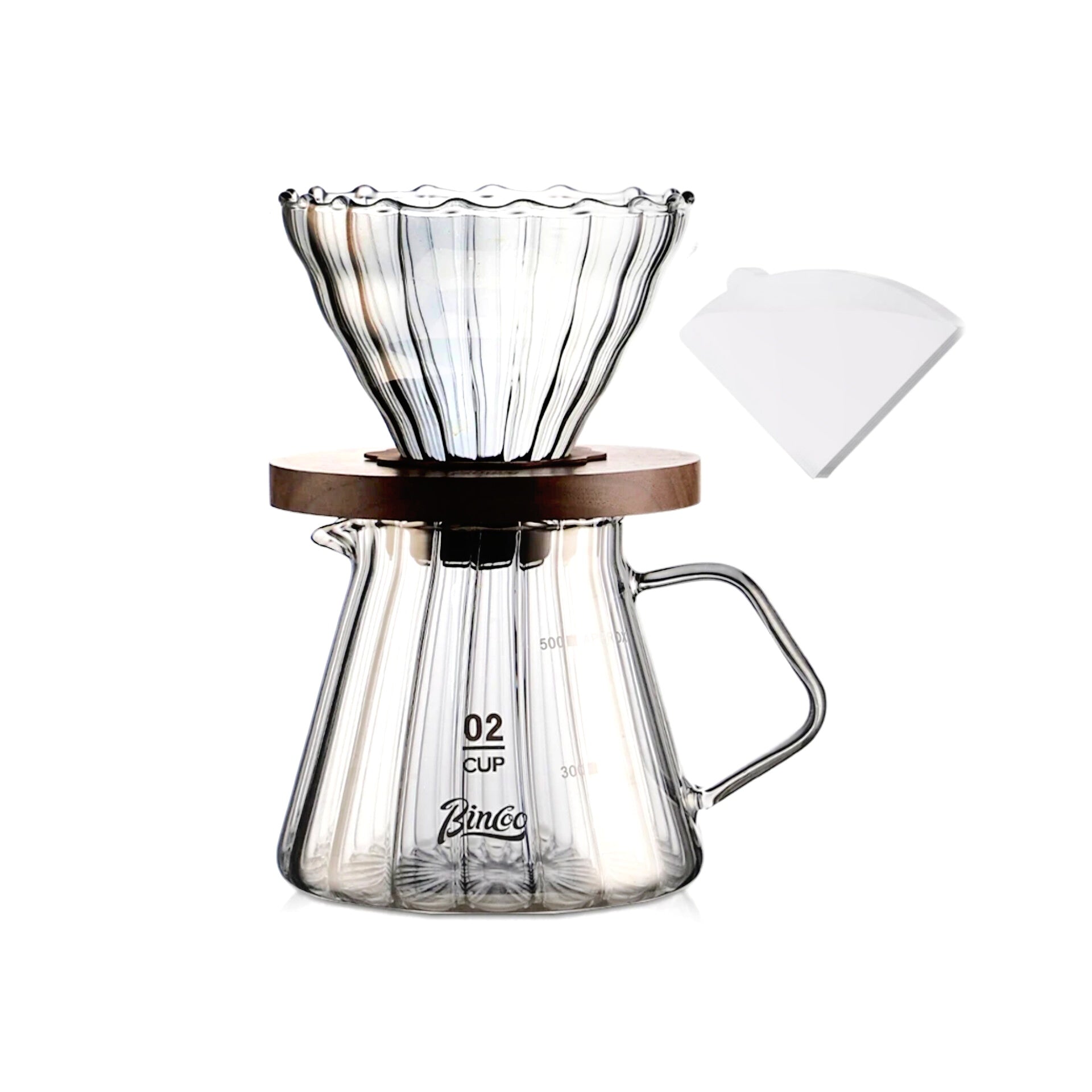 بينكوو - طقم تقطير القهوة الزجاجي V60