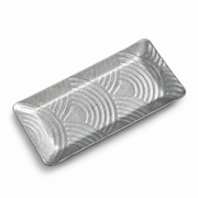 Embossed Wave Metal Tray 14.5 × 7cm — rectangular serving tray with wave relief and rustic silver finish