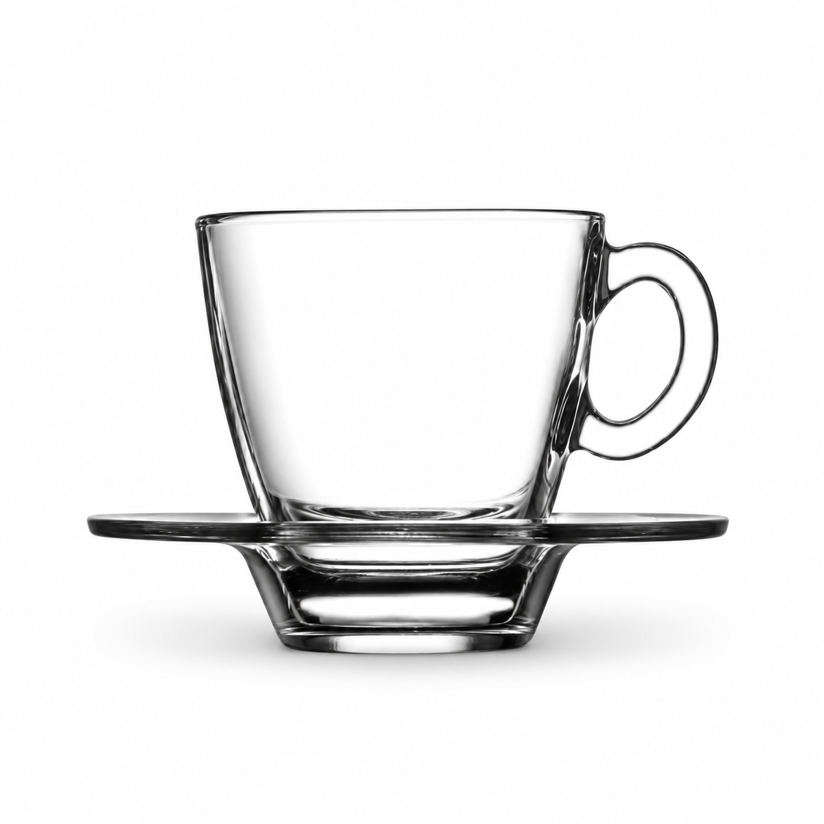 Clear glass espresso cup and saucer, 70ml
