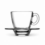 Clear glass espresso cup and saucer, 70ml