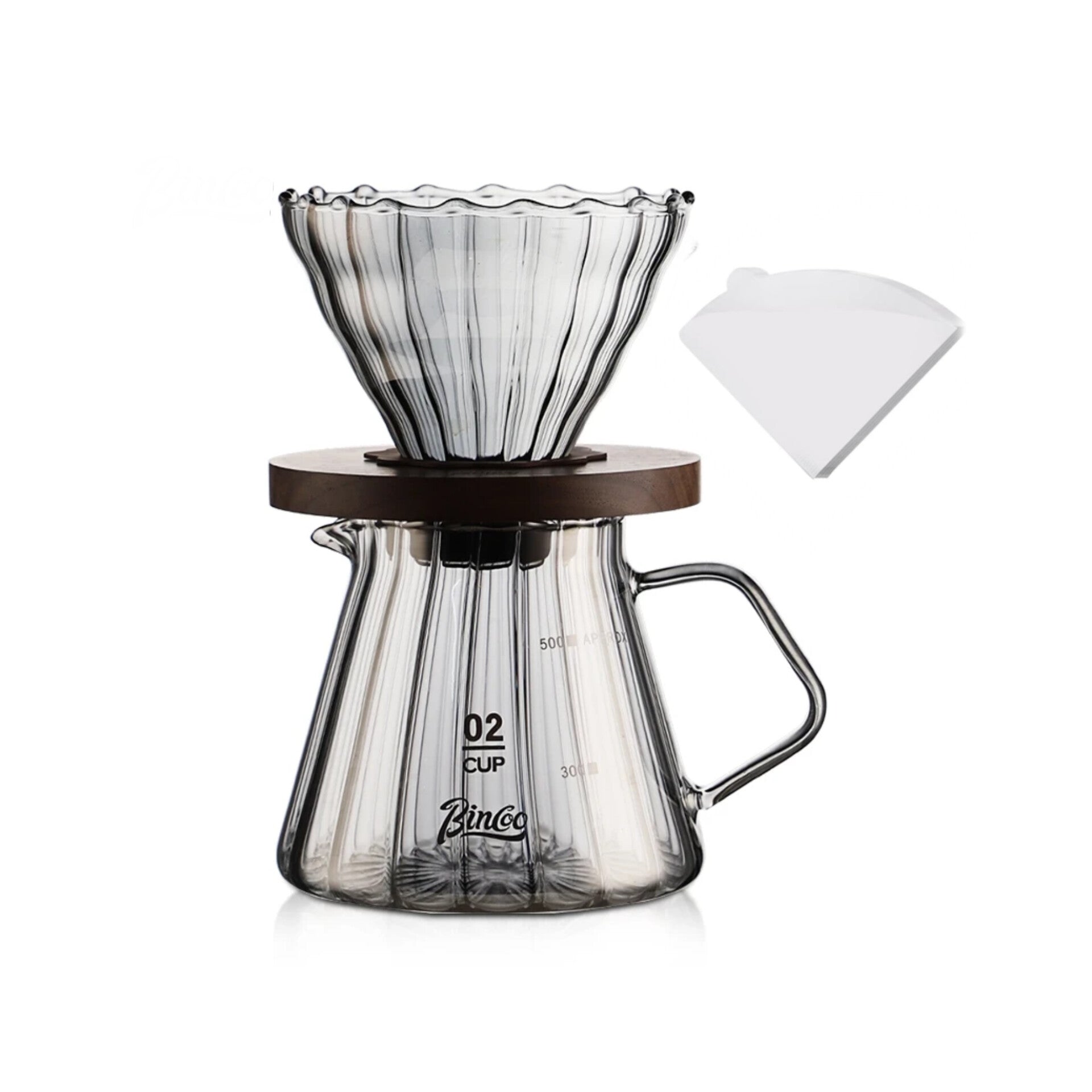 Bincoo - Grey V60 Glass Pour-Over Brewing Set