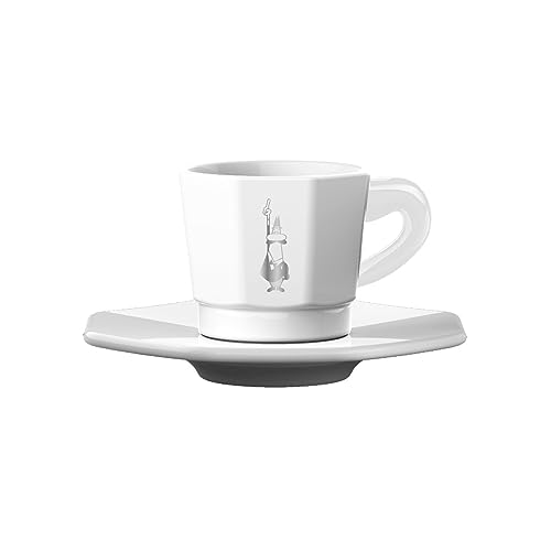 Bialetti Octagonal Espresso Cup 75ml, White & Silver