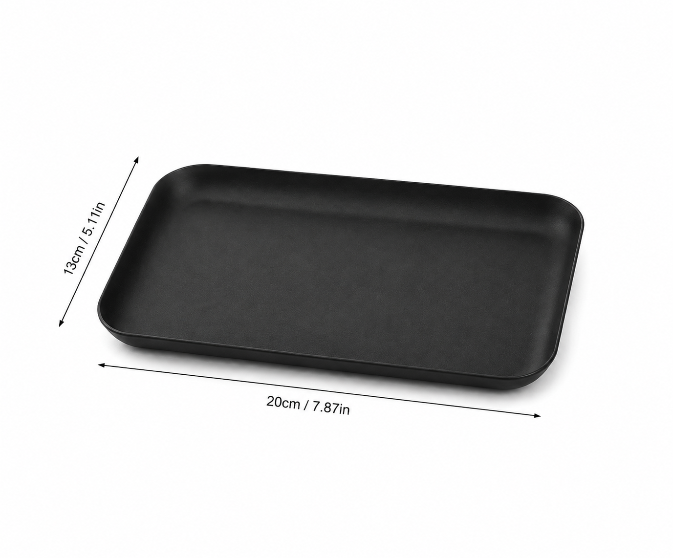 Matte black serving tray shown with coffee cups on top