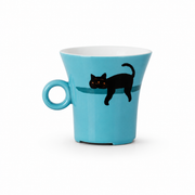 Hand-Painted Cat Ceramic Espresso Cup – Turquoise