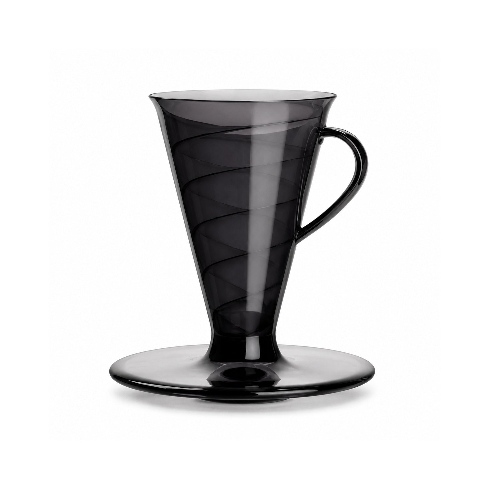 V30 Spiral pour-over dripper in Clear, front view