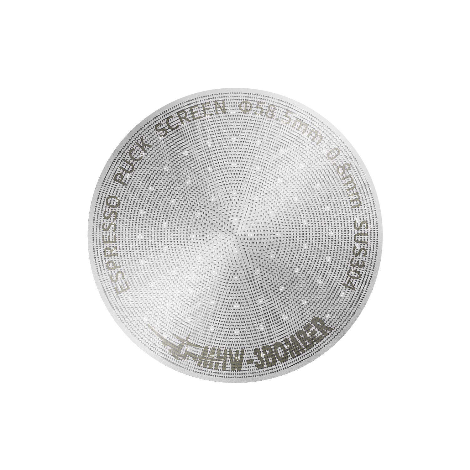 3 Bomber Puck Screen 58.5mm, stainless steel, angled view