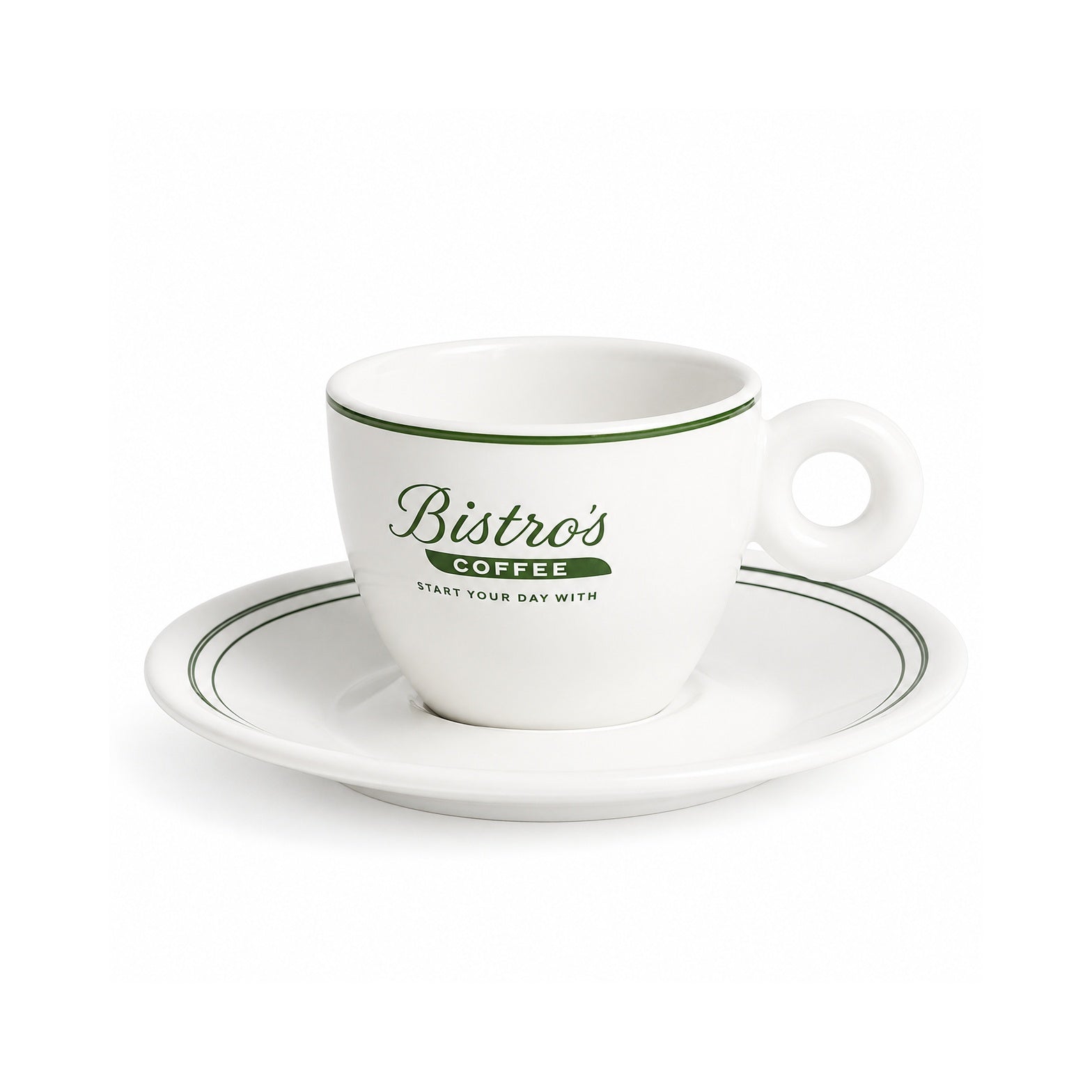 Green-Rimmed Retro Espresso Cup (70ml)